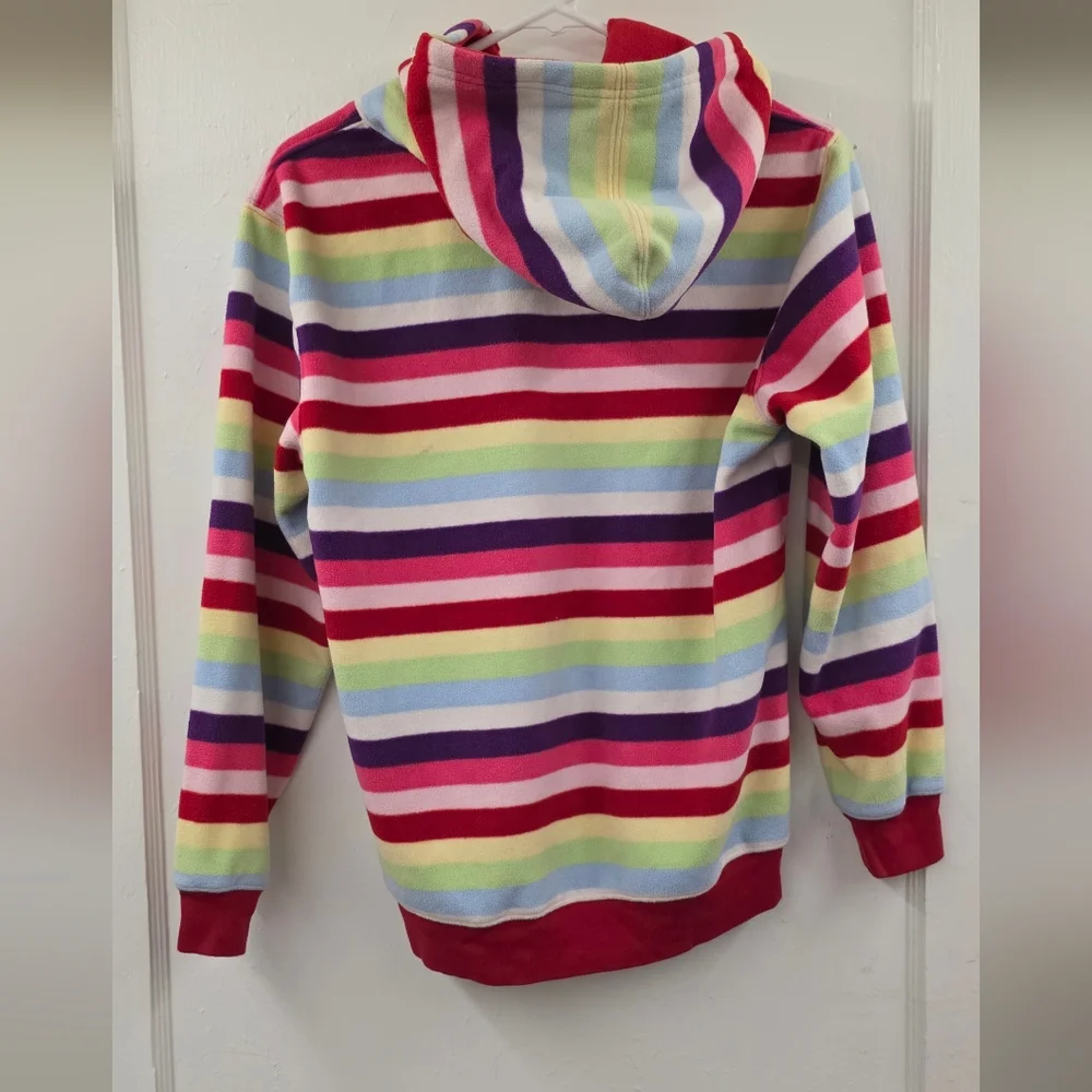 Gap Kids Rainbow Stripe Hoodie Fleece Logo Pullover Size XXL 14-16